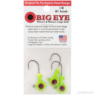 Fle Fly Big Eye Jig Head 1/8oz Chartreuse 550272945